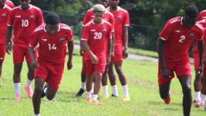 Trinidad and Tobago players going through their paces.