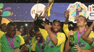 Jamaica Tallawahs celebrate after topping Barbados Royals in last year&#039;s final.