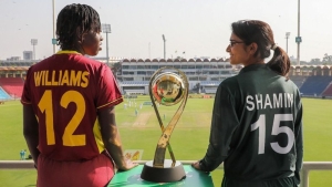 West Indies women&#039;s A captain Rashada Williams (left) and her Pakistan A counterpart Rameen Shamim. 