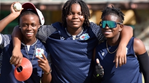 West Indies Women&#039;s Academy players (from left) Jahzara Claxton, Asabi Callendar and Jannillea Glasgow.