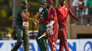 Bangladesh crush Windies by nine wickets to take ODI series.