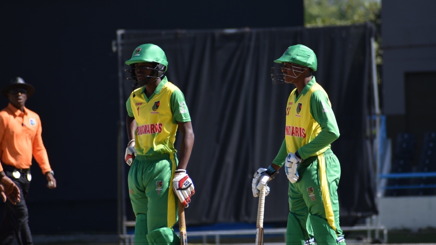 Earsinho Fontaine (right) scored 130* off 146 balls for the Windward Islands.