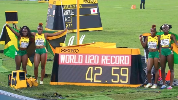 Jamaica U20 4x100m Relay Team Smash U20 World Record Men Take Home Silver   Worldrerod L 