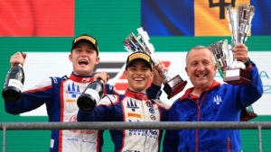 Zane Maloney celebrating Spa-Francorchamps win in Belgium